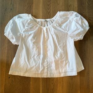 Madewell Women’s White Lace Sleeve Women's Top, XS